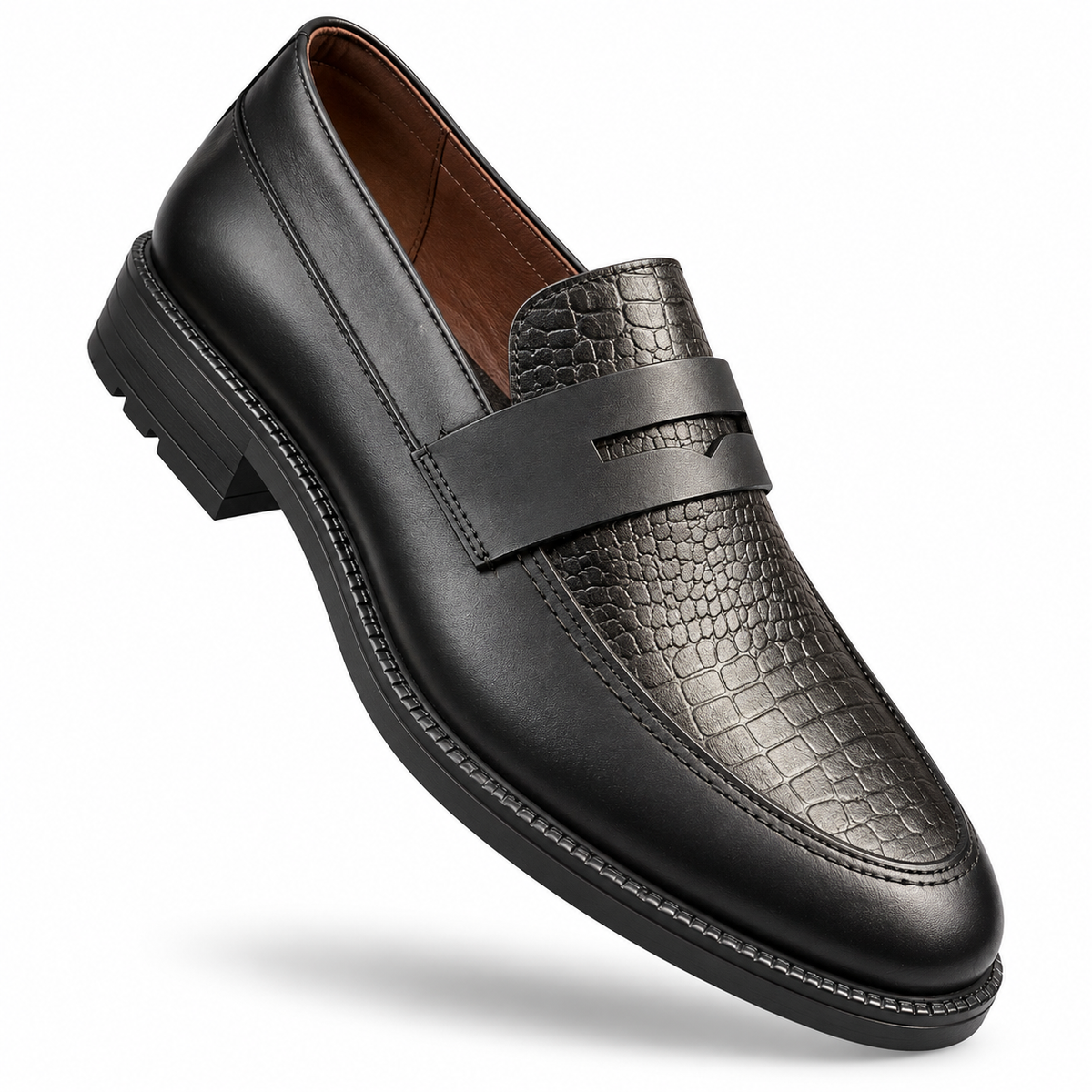 TAWALA Textured Leather Double-Sole Loafers