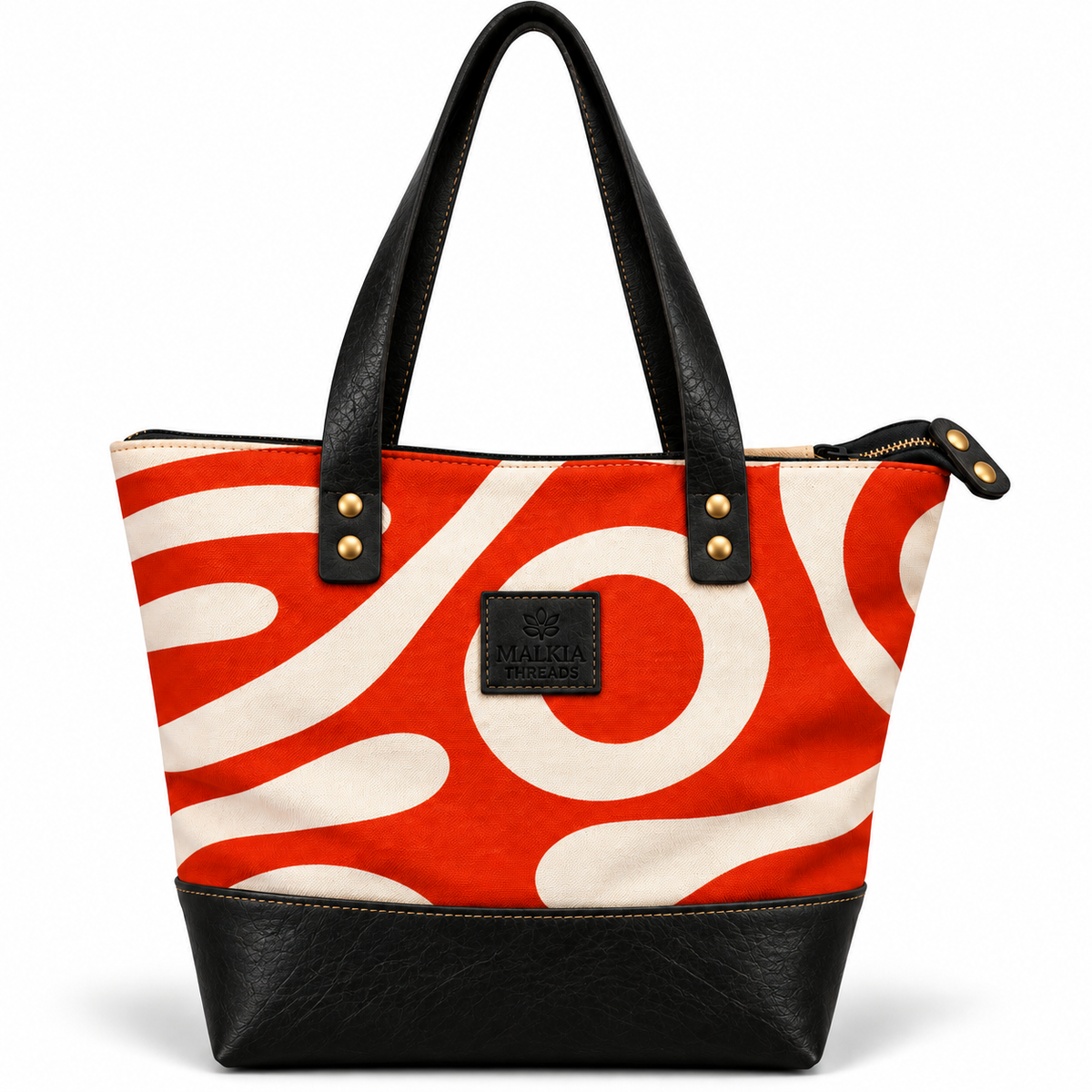 HAIBA African Print Canvas & Leather Tote Bag