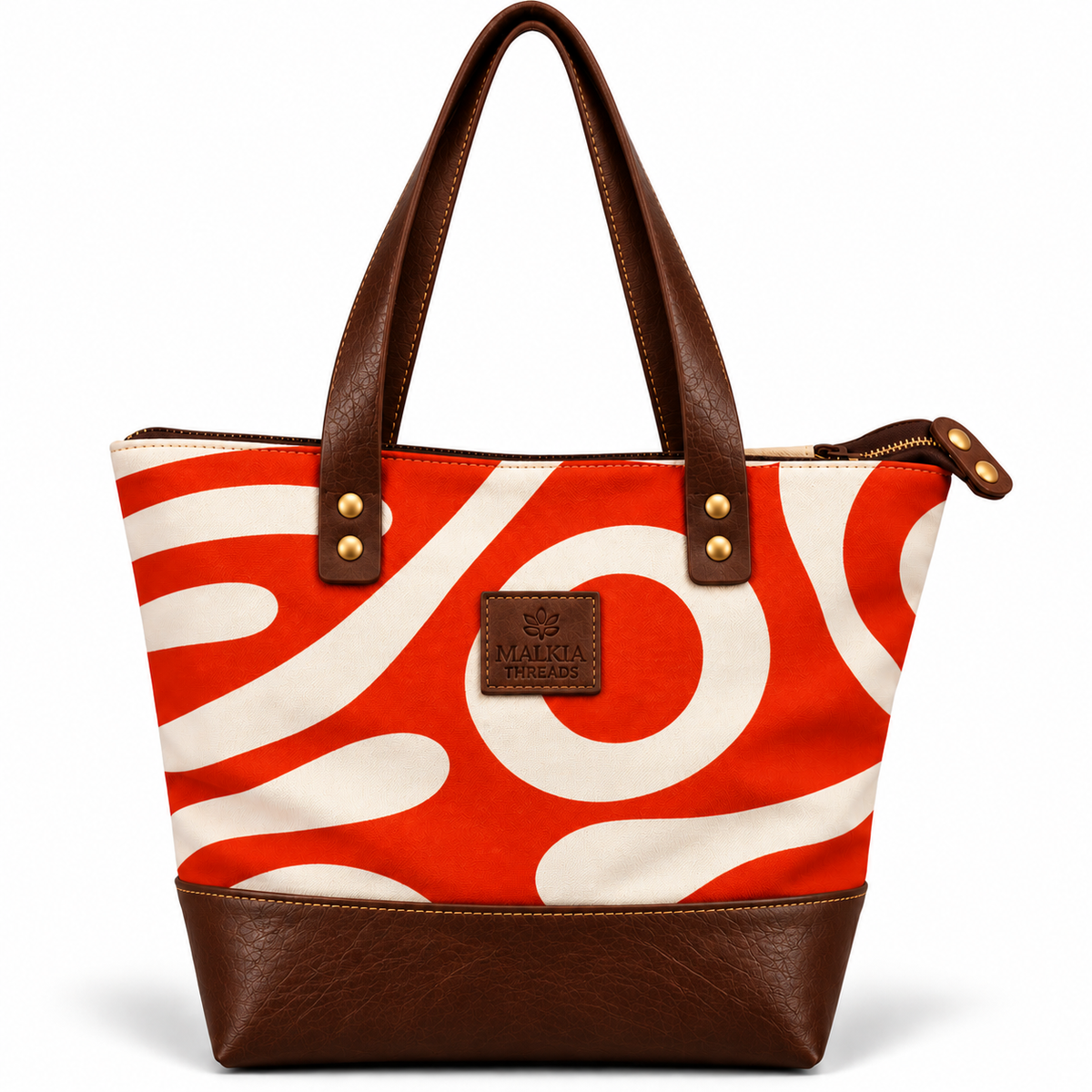 HAIBA African Print Canvas & Leather Tote Bag