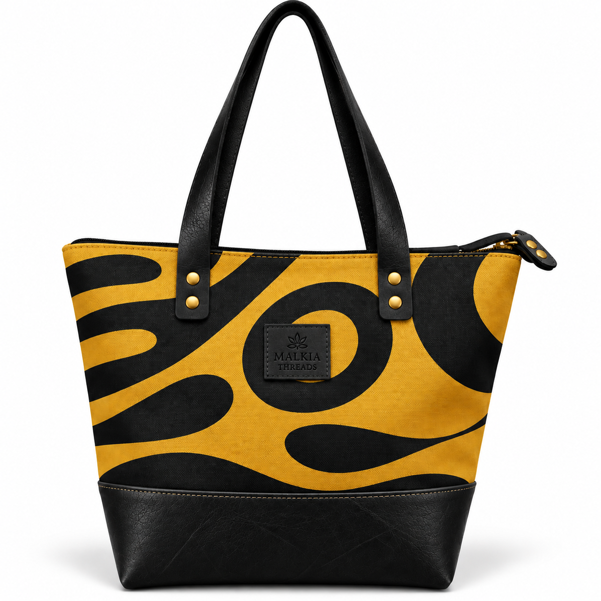 HAIBA African Print Canvas & Leather Tote Bag
