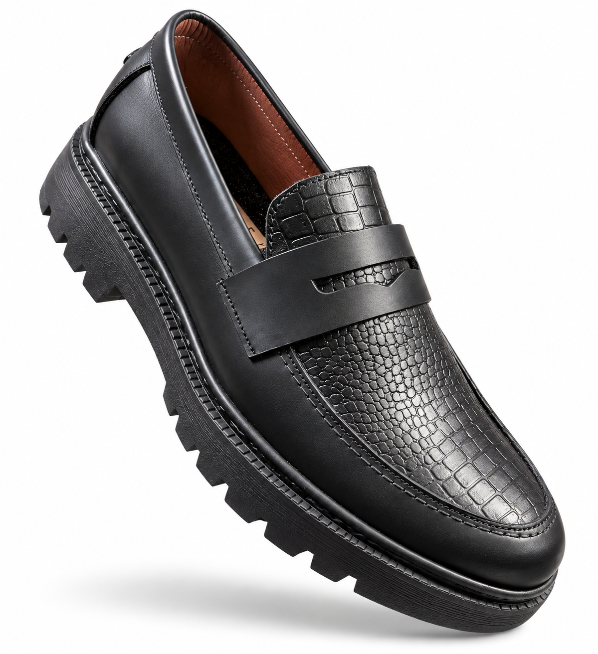 MAMLAKA Textured Leather Lug-Sole Loafers