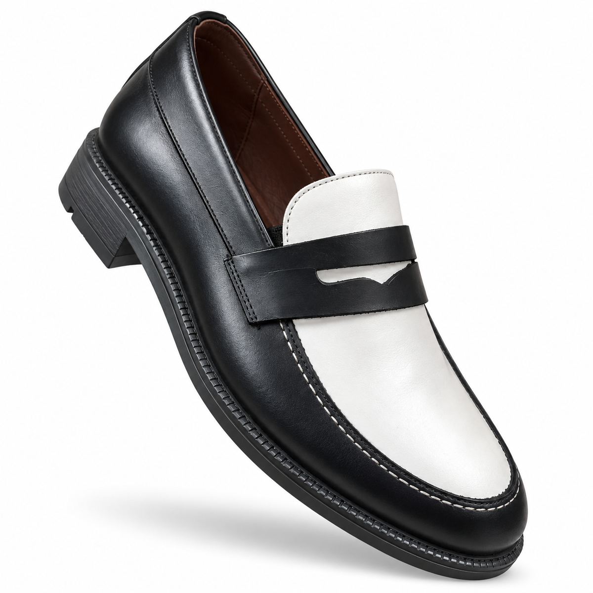MTAZAMO Two-Tone Leather Double-Sole Loafers