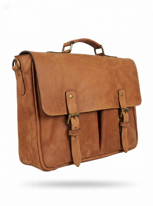KIONGOZI The Heritage Leather Messenger Briefcase