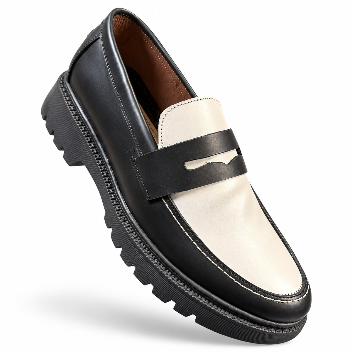MAVUNO Leather Two-Tone Lug-Sole Loafers