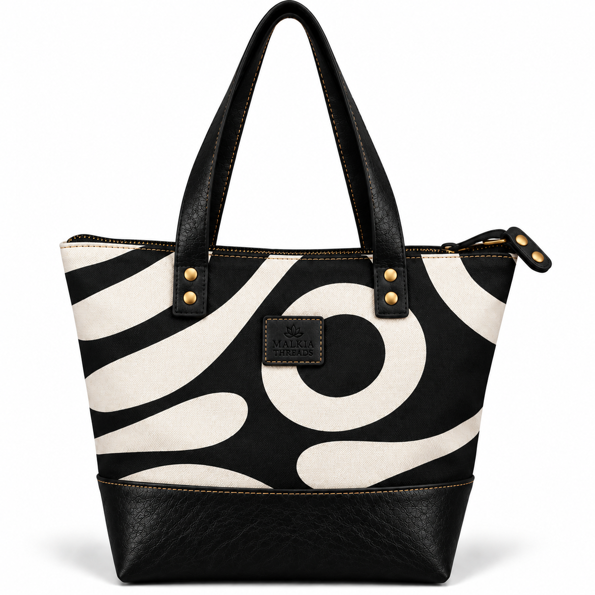 HAIBA African Print Canvas & Leather Tote Bag