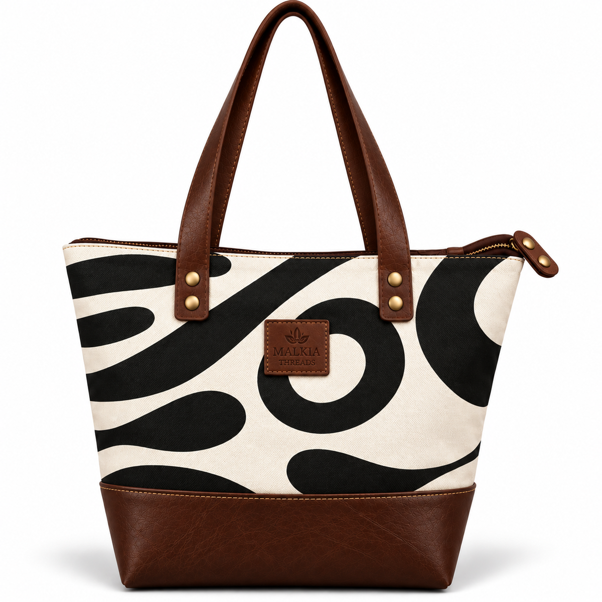 HAIBA African Print Canvas & Leather Tote Bag
