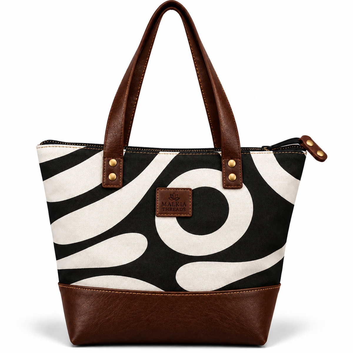 HAIBA African Print Canvas & Leather Tote Bag