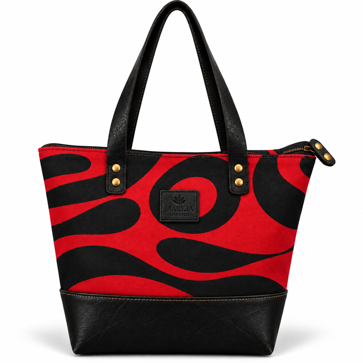 HAIBA African Print Canvas & Leather Tote Bag