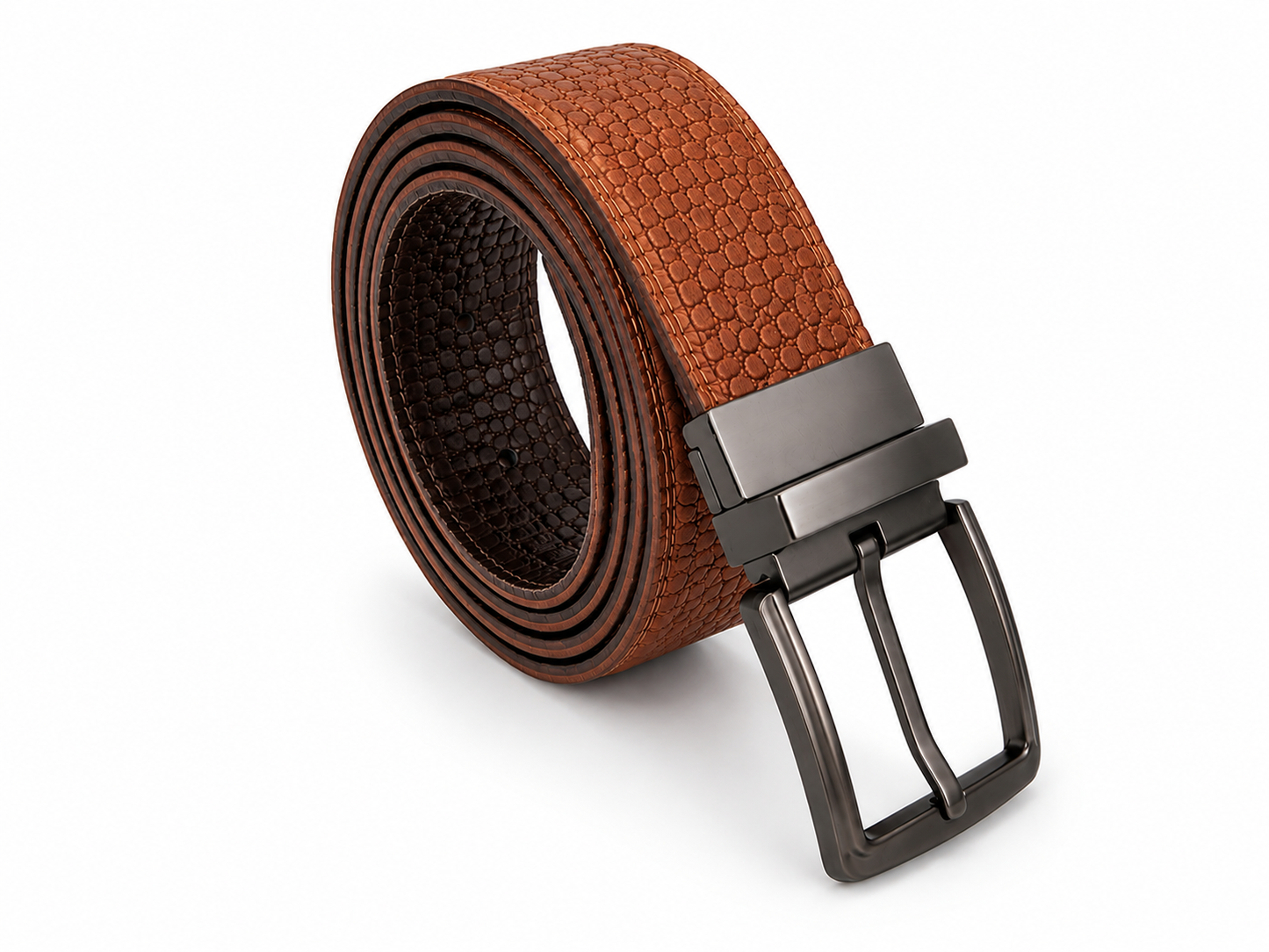 NGUVU Reversible Top Grain Croc Embossed Leather Belt