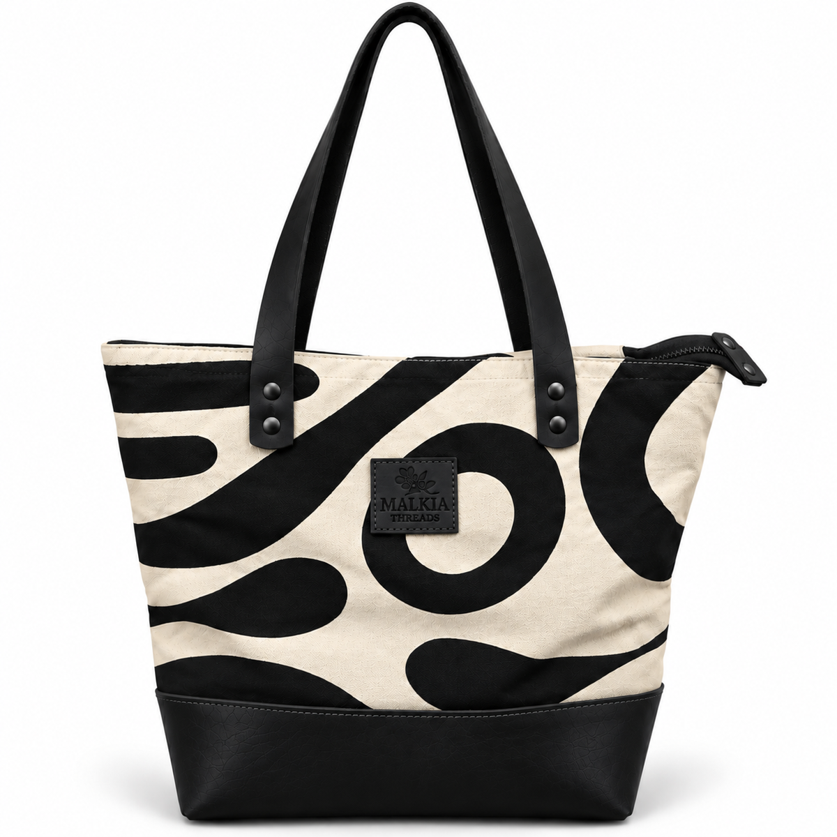 HAIBA African Print Canvas & Leather Tote Bag